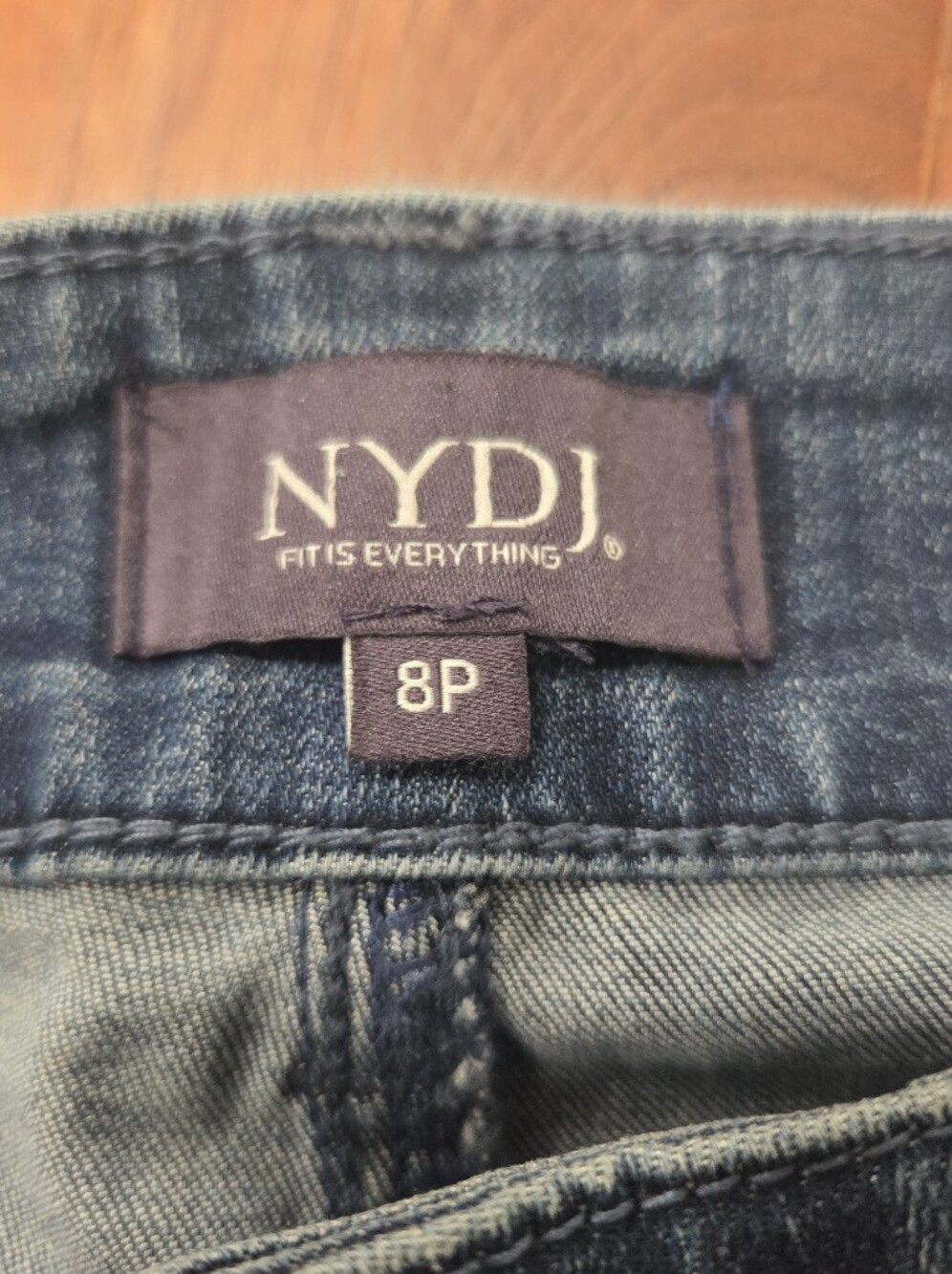 NYDJ Marilyn Straight Cool Embrace Lift Tuck Classic Blue Denim Jeans Size 8P - Picture 8 of 10